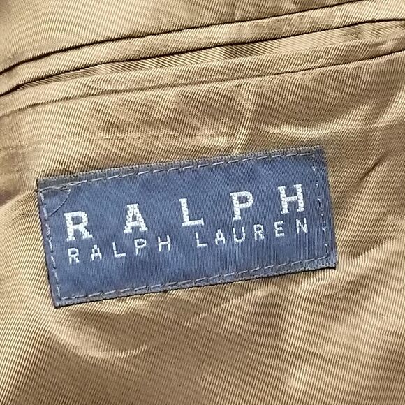 Ralph Ralph Lauren 42R Sport Coat Brown Herringbone Silk Wool Jacket 2 Button - Picture 6 of 10